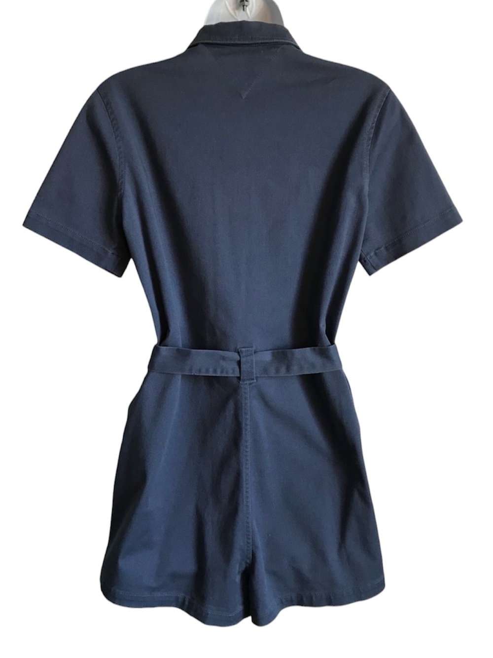 VOLCOM Women’s M Slate Blue Short-Sleeve Tie-Waist Utility Shorts Romper in EUC - Picture 3 of 16